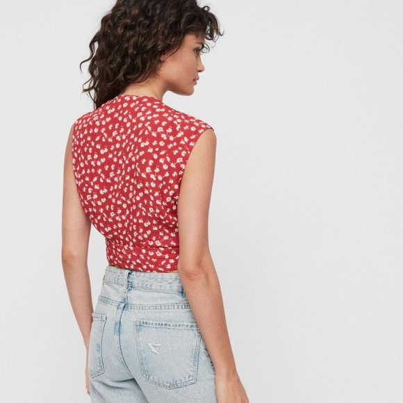 All Saints Red Floral Tank Top - Picture 2 of 6